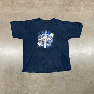 Hard Memories Graphic T-Shirt Y2K Affliction Style Men's Large
